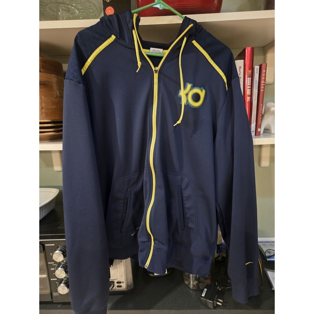 Nike KD Kevin Durant Therma-Fit Full Zip Hoodie Navy Yellow XXL